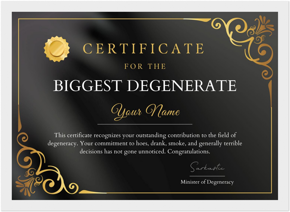 Biggest Degenerate Certificate