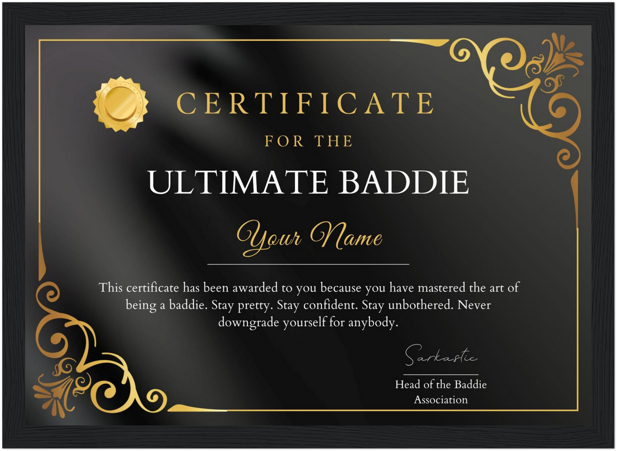 Ultimate Baddie Certificate