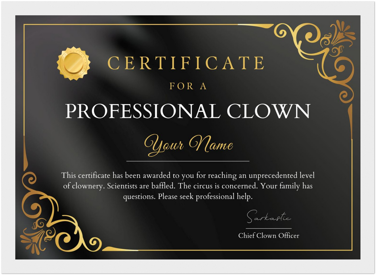 Professional Clown Certificate