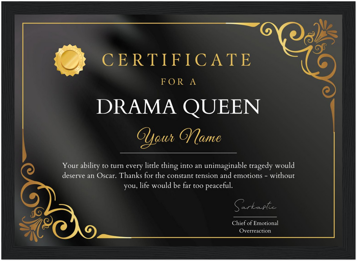 Drama Queen Certificate
