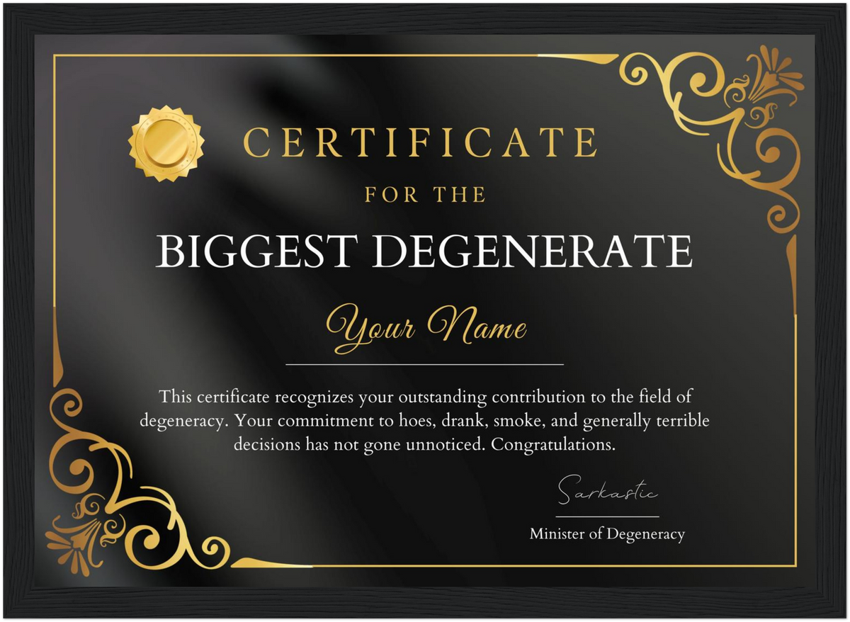 Biggest Degenerate Certificate