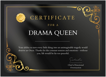 Drama Queen Certificate
