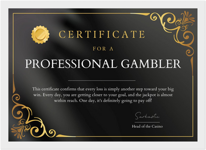 Professional Gambler Certificate
