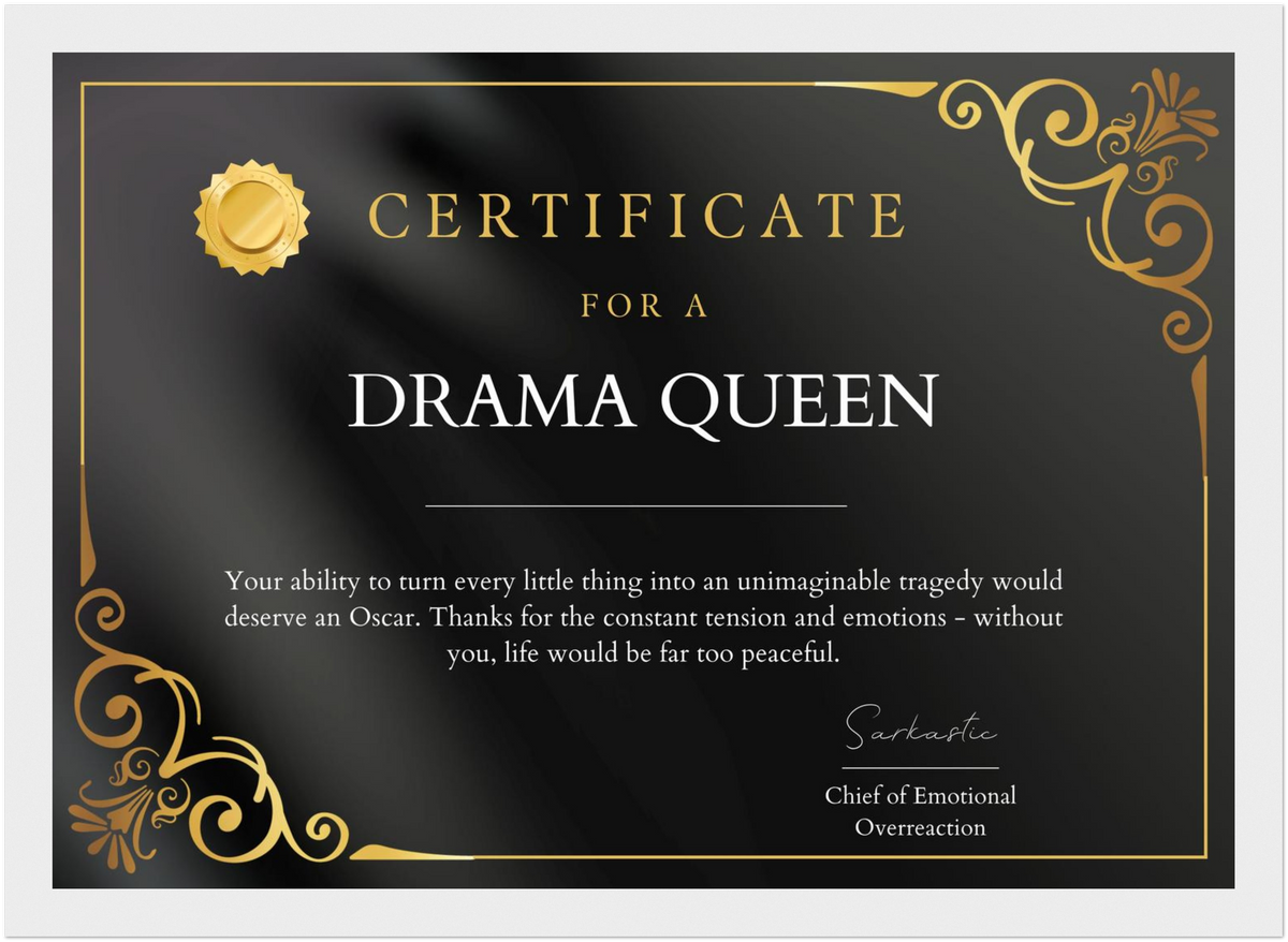 Drama Queen Certificate
