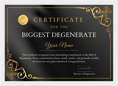 Biggest Degenerate Certificate