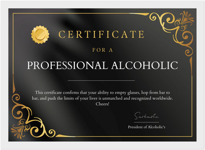 Professional Alcoholic Certificate