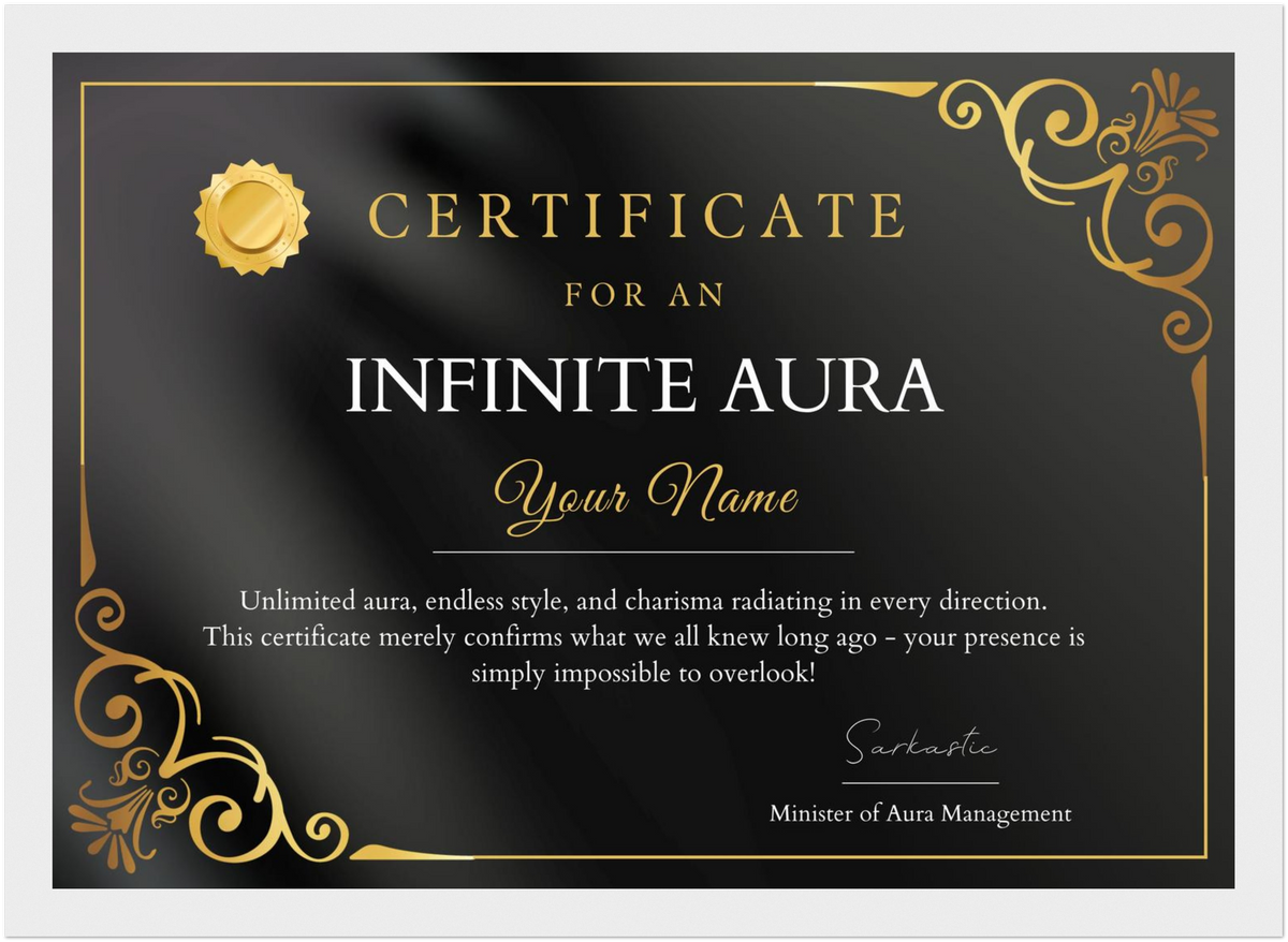 Infinite Aura Certificate
