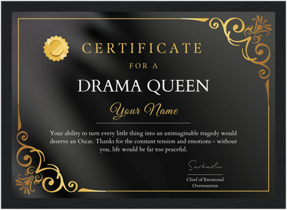 Drama Queen Certificate