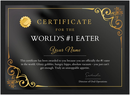 World's #1 Eater Certificate