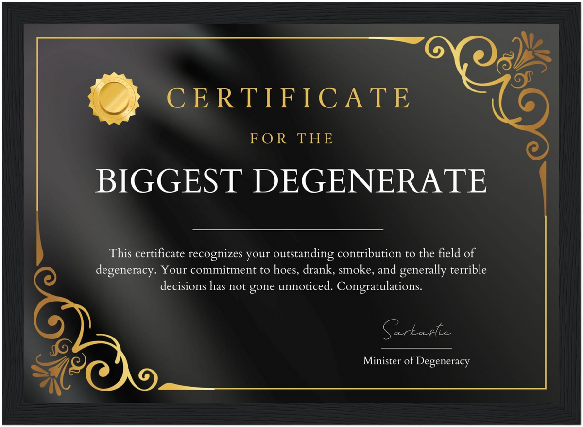 Biggest Degenerate Certificate